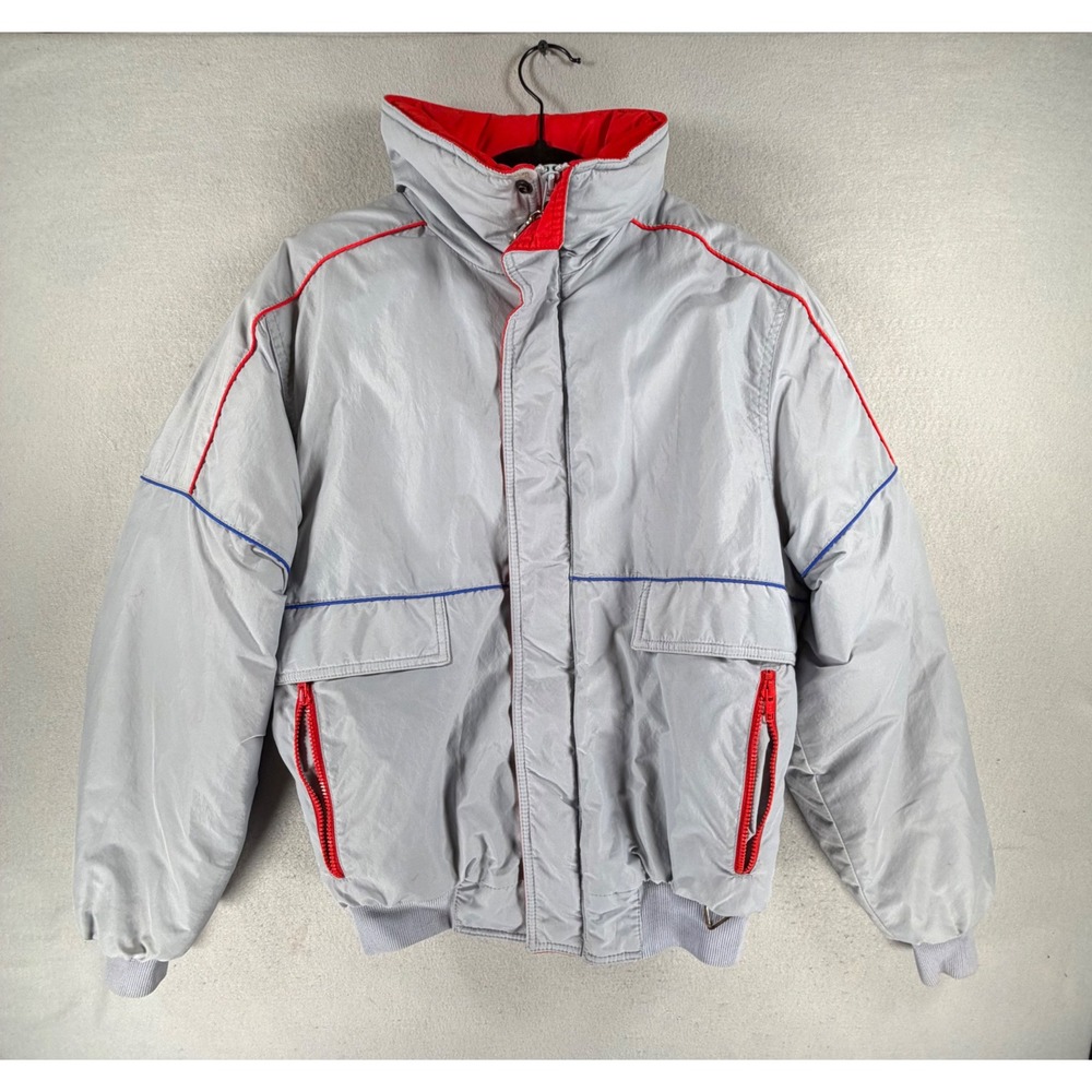 Pacific Trail Active Men's Medium Gray Red Windbreaker Full Zip Outdoor Jacket